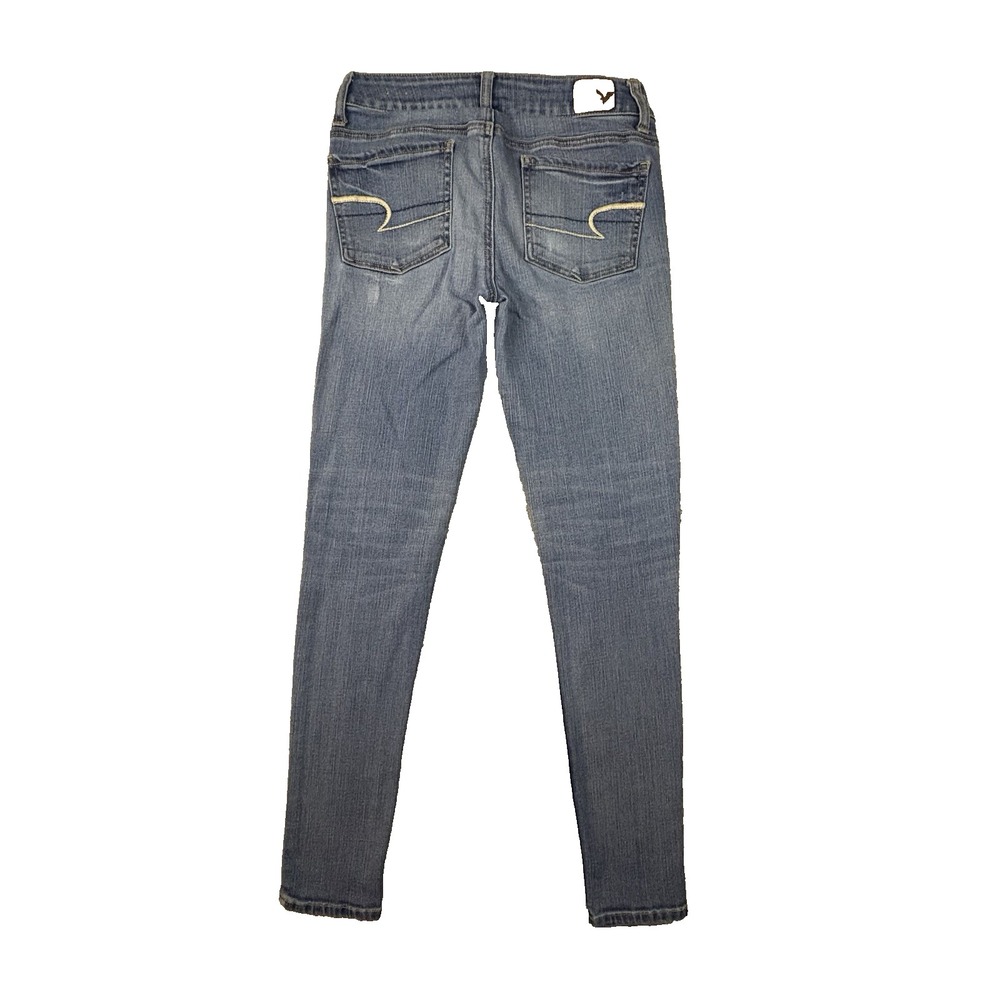 American Eagle Women's 0 Short (27x26.5) Blue Jegging Super Stretch Skinny Jeans - Picture 2 of 11